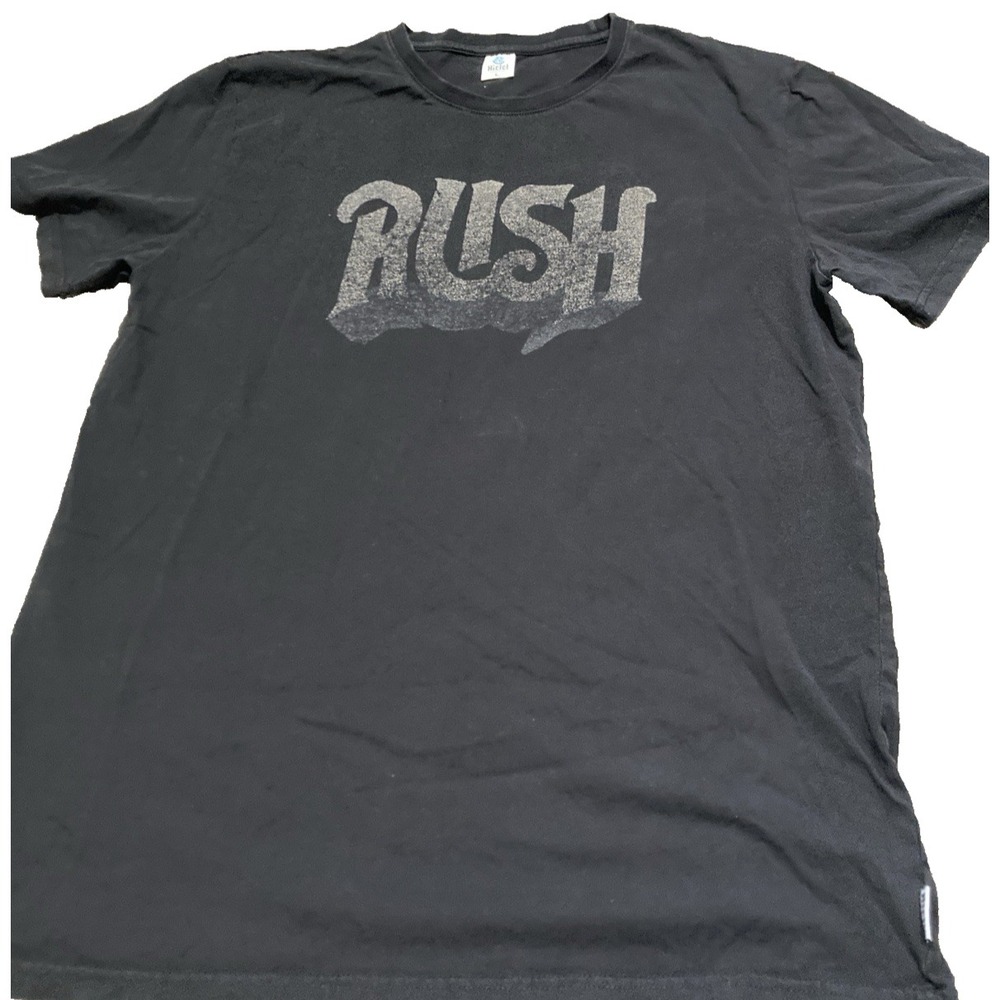 Rush Band T Shirt Mens Large Black Graphic Tee Rock Band Distressed Print